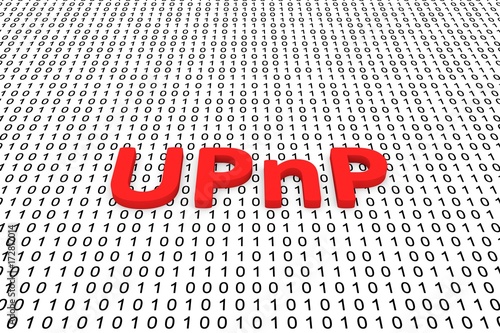 UPnP in the form of binary code, 3D illustration photo