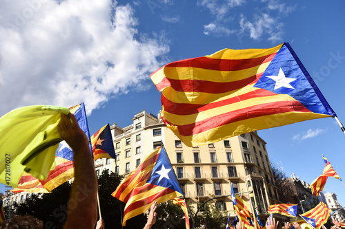 Foto Independence manifestation in Barcelona, (SI) Arago Sreet, September 11, 2017