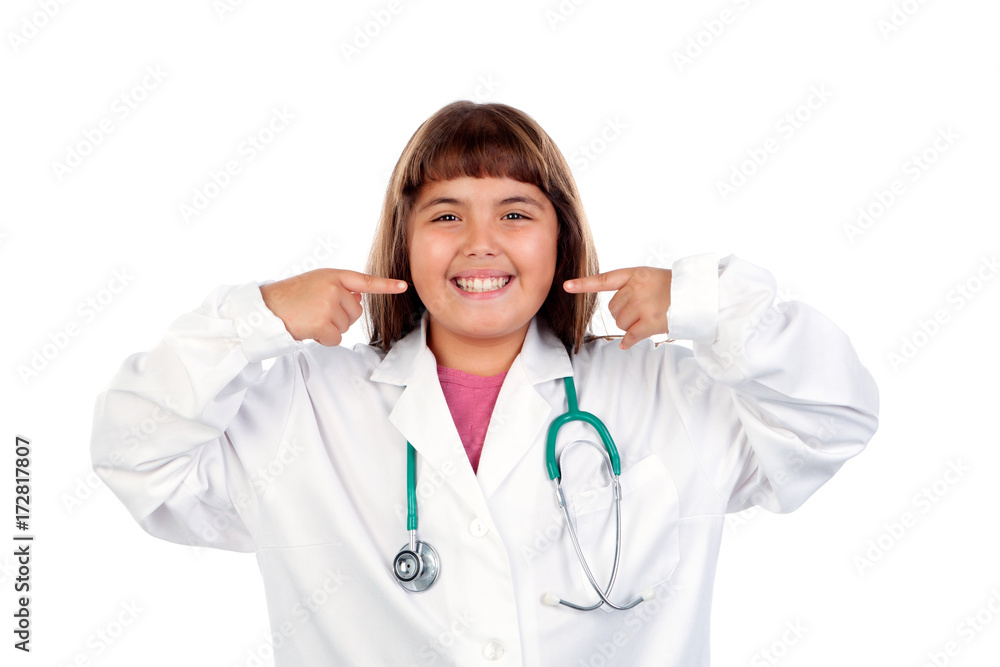 Funny girl with doctor uniform Funny girl with doctor uniform