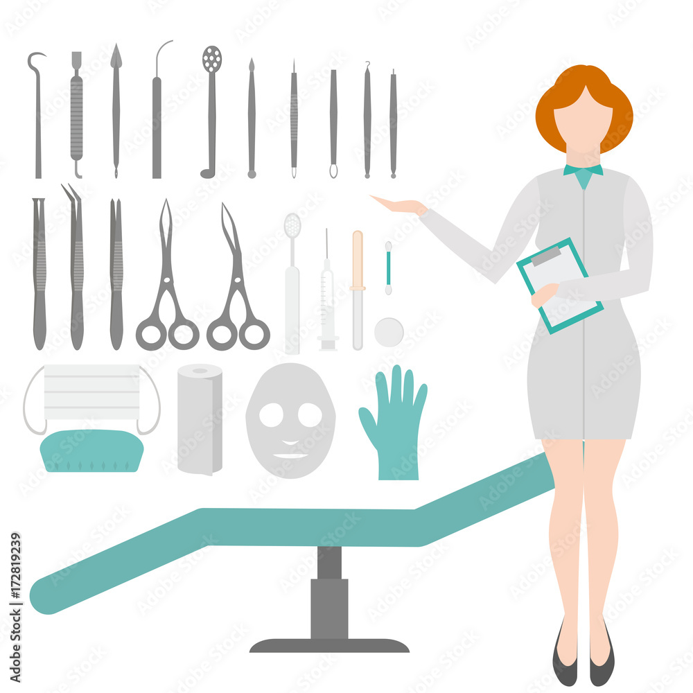 Vecteur Stock Beauty Salon. Dermatologist tools. Equipment loops,  extractors and syringe . Dermatology and cosmetology concept. Cosmetic  Instrument isolated. | Adobe Stock
