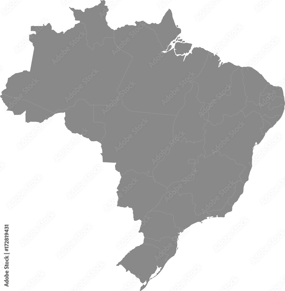 Map of Brazil split into individual states