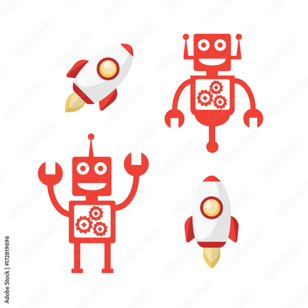 Technology prosthesis with artificial intelligence and nanobot icons Technology prosthesis with artificial intelligence and nanobot icons
