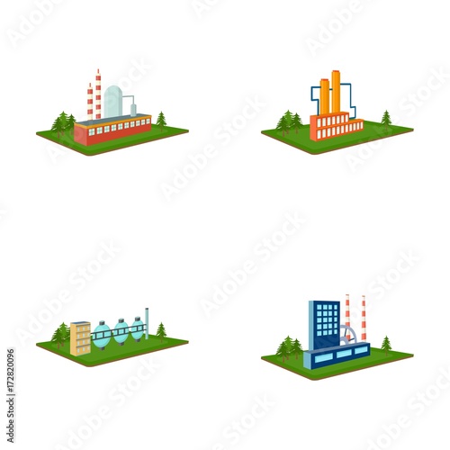 Processing factory,metallurgical plant. Factory and industry set collection icons in cartoon style isometric vector symbol stock illustration web.