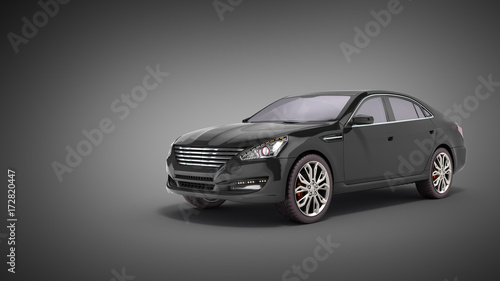 black car studio view 3d render on grey background