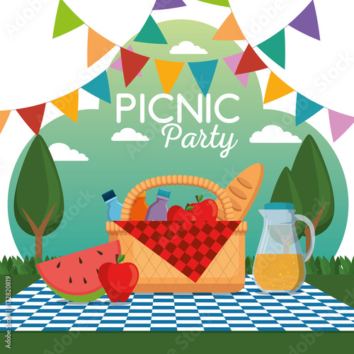 Photo colorful picnic party poster