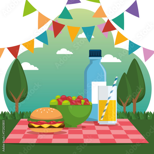 colorful picnic party poster