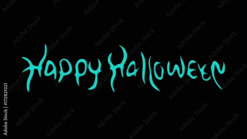 Creeping blue lines fold into congratulations Happy Halloween. Text animation from magic lines. Genre of horror. Black background. Creeping blue lines fold into congratulations Happy Halloween. Text animation from magic lines. Genre of horror. Black background.