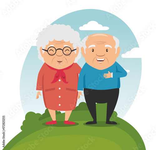 happy grandparents cartoon