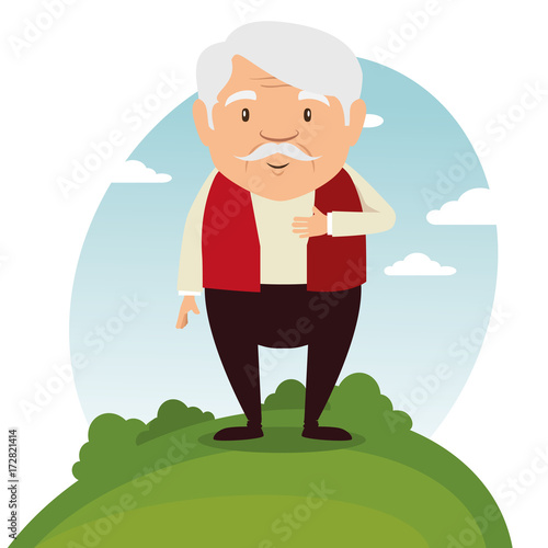 happy grandfather cartoon