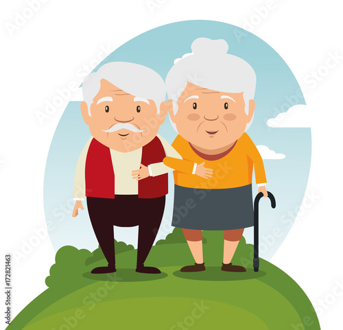 happy grandparents cartoon