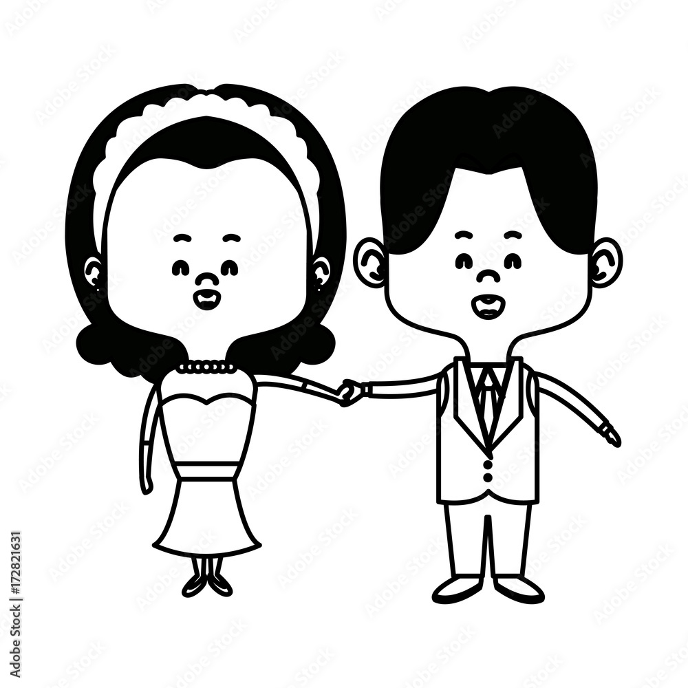 cute couple husband wife in wedding suit happy together vector illustration cute couple husband wife in wedding suit happy together vector illustration