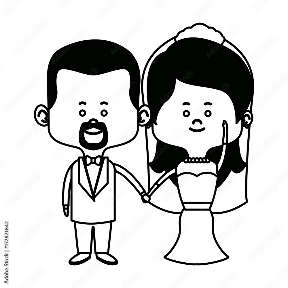 cute couple husband wife in wedding suit happy together vector illustration cute couple husband wife in wedding suit happy together vector illustration