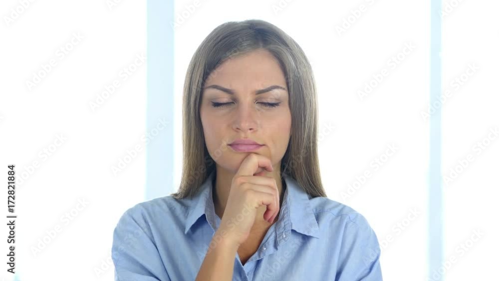 Portrait of Beautiful Thinking Woman Gesturing Brainstorming Portrait of Beautiful Thinking Woman Gesturing Brainstorming