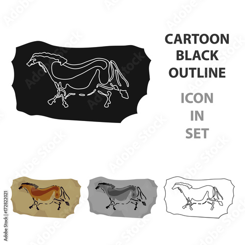 Cave painting icon in cartoon style isolated on white background. Stone age symbol stock vector illustration.