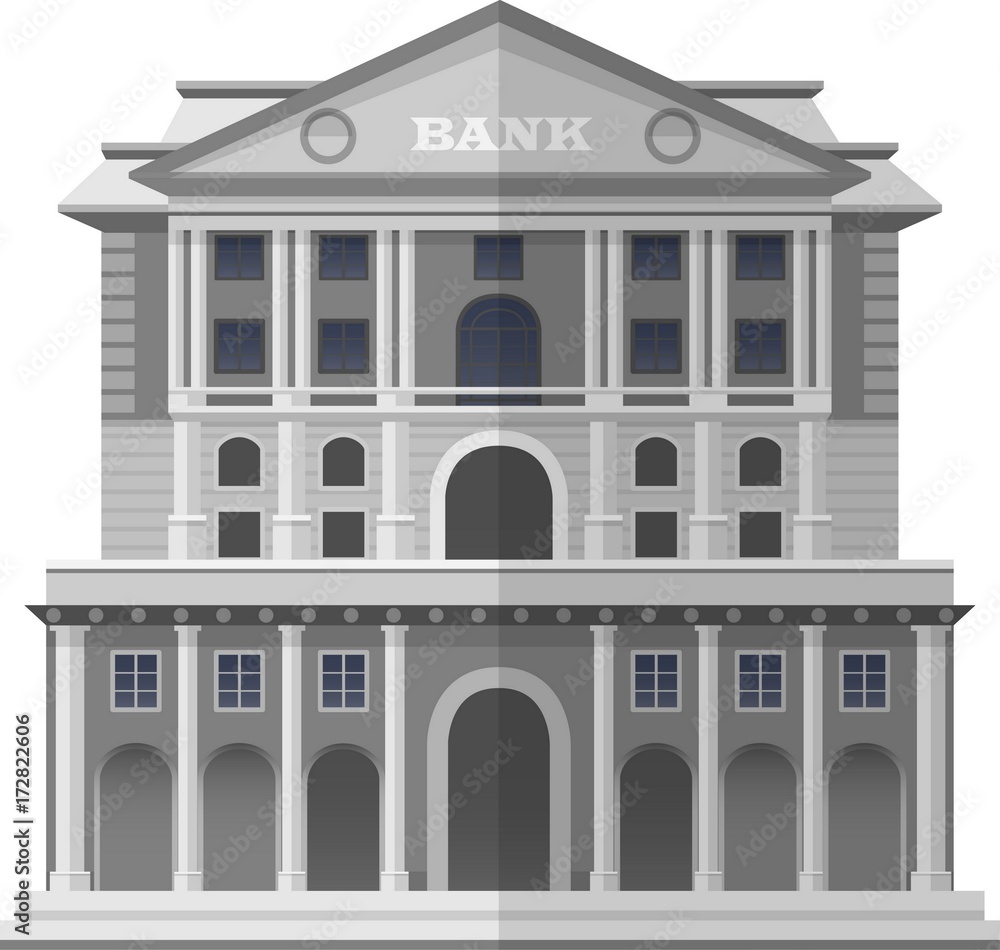 Bank of England London. Vector Isolated Illustration