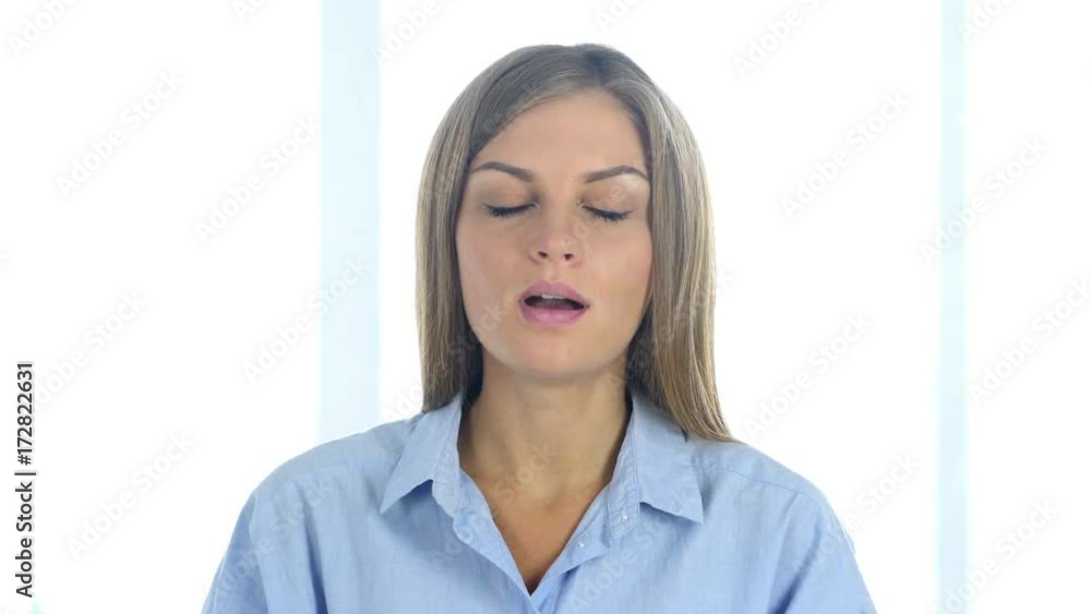 Video Chat at Work by Female worker, Portrait Video Chat at Work by Female worker, Portrait