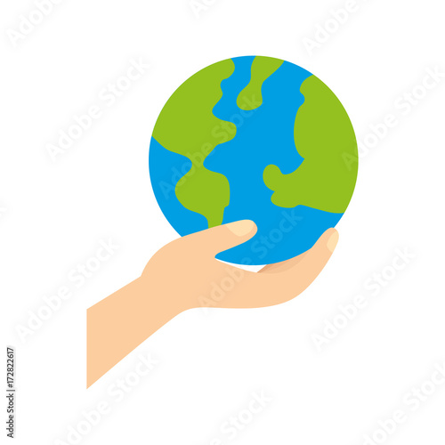 Wallpaper Mural hand holding planet earth ecological environmental concept vector illustration Torontodigital.ca