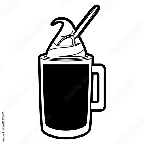 iced coffee  and spoon  vector illustration