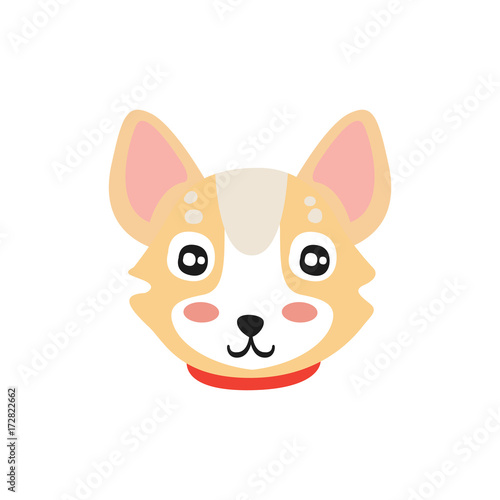 Sweet dog head, funny cartoon animal character, adorable domestic pet vector illustration