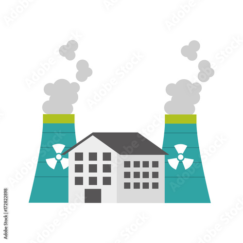 industrial the nuclear power plant and factory reactor tower vector illustration