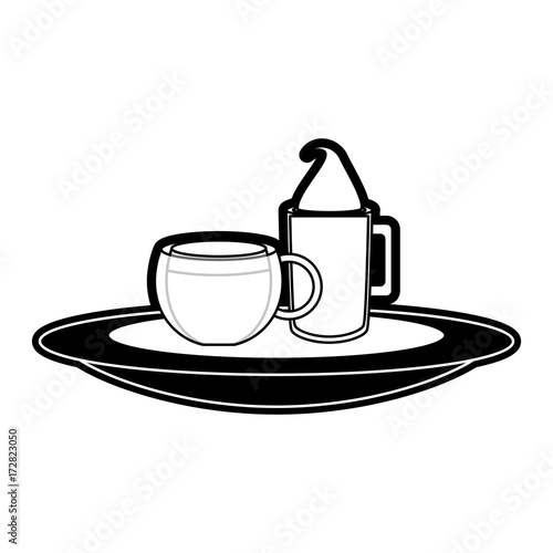 iced coffee and coffee cup vector illustration