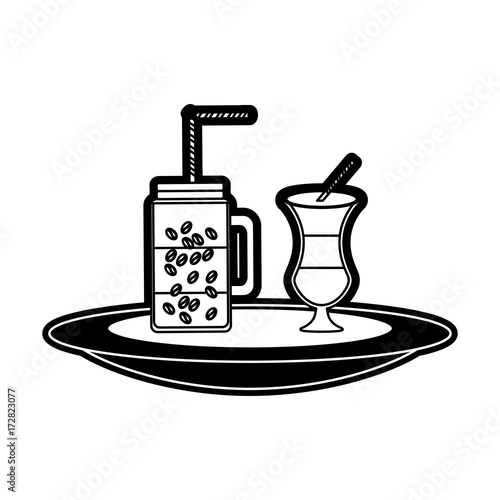 iced coffee and coffee malt vector illustration