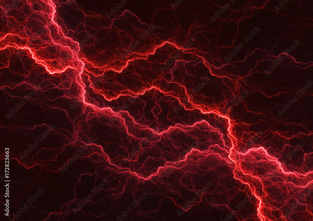 Red lightning, burning red plasma
