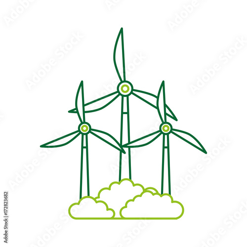 alternative sources of energy renewable windmills vector illustration