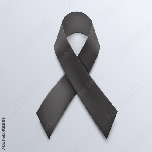 Black awareness ribbon on white background.
