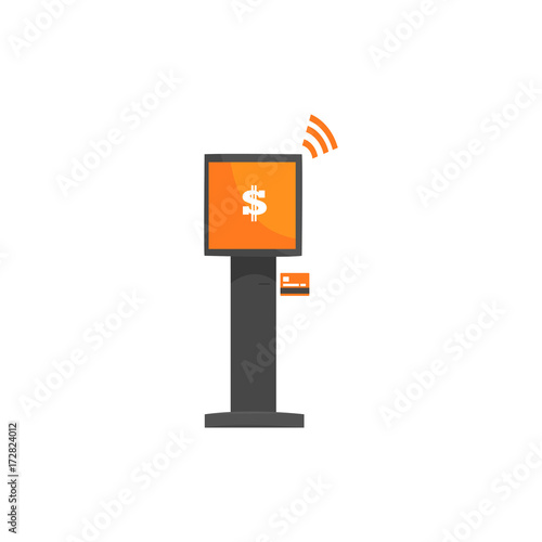 Self service payments terminal, online payment system, interactive kiosk cartoon vector illustration