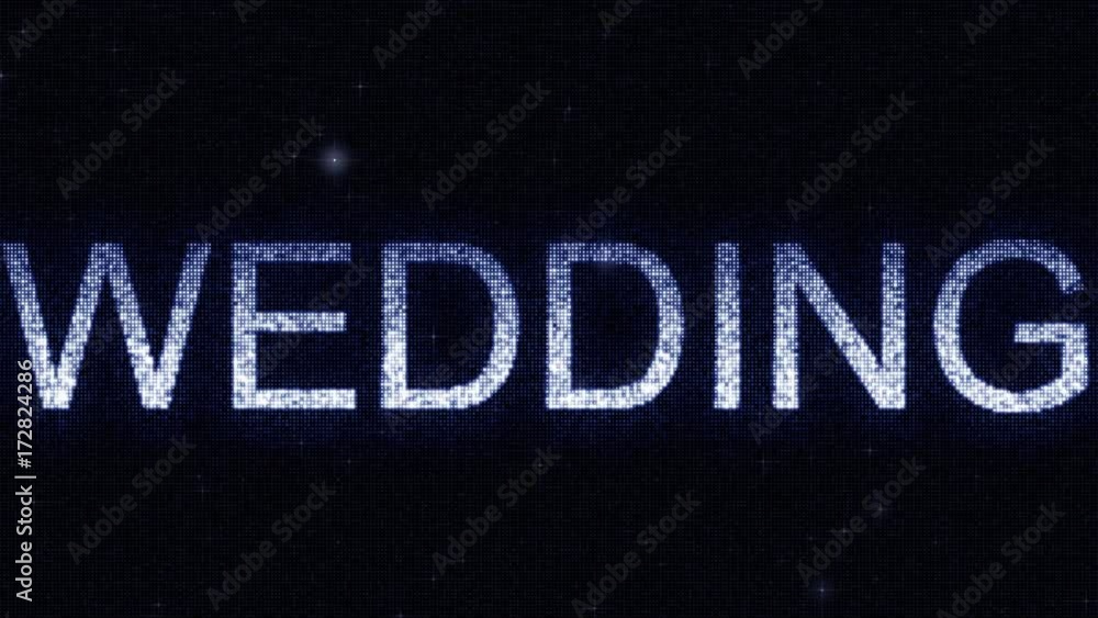 Media screen with glowing white and blue WEDDING inscription, loopable motion background Media screen with glowing white and blue WEDDING inscription, loopable motion background