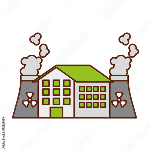 industrial the nuclear power plant and factory reactor tower vector illustration