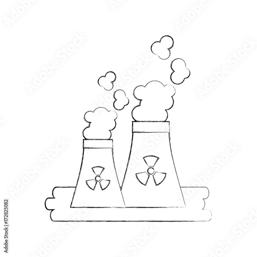 industrial the nuclear power plant and factory reactor tower vector illustration