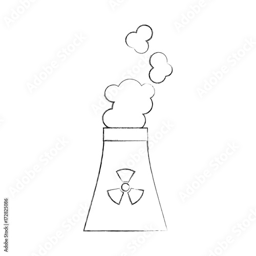 industrial the nuclear power plant and factory reactor tower vector illustration