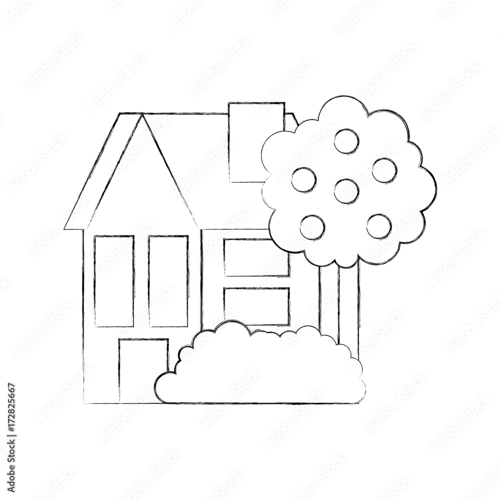 house fruit tree residence property real estate architecture vector illustration house fruit tree residence property real estate architecture vector illustration
