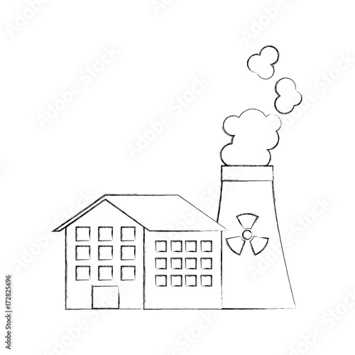 industrial the nuclear power plant and factory reactor tower vector illustration