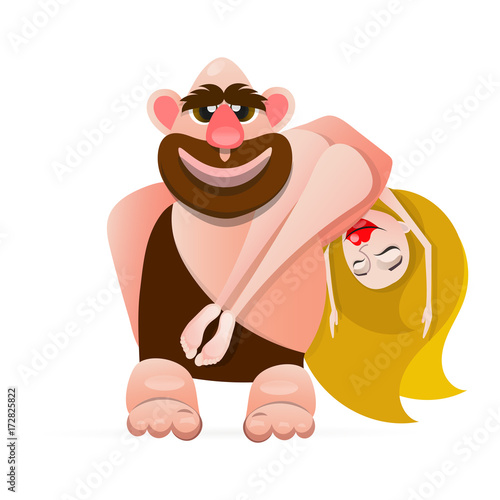 Cavemen family illustration