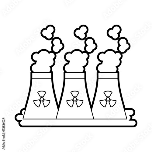 industrial the nuclear power plant and factory reactor tower vector illustration