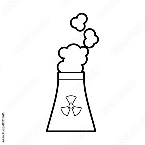industrial the nuclear power plant and factory reactor tower vector illustration