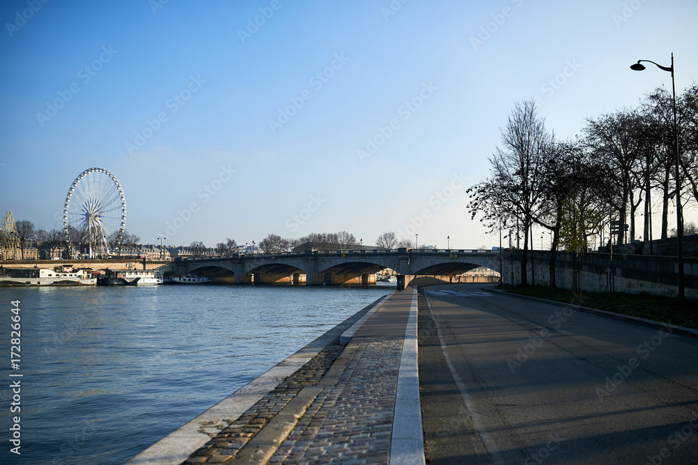 View at the Seine river in Paris France