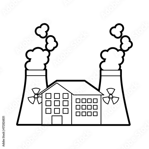 industrial the nuclear power plant and factory reactor tower vector illustration