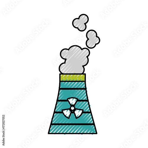 industrial the nuclear power plant and factory reactor tower vector illustration