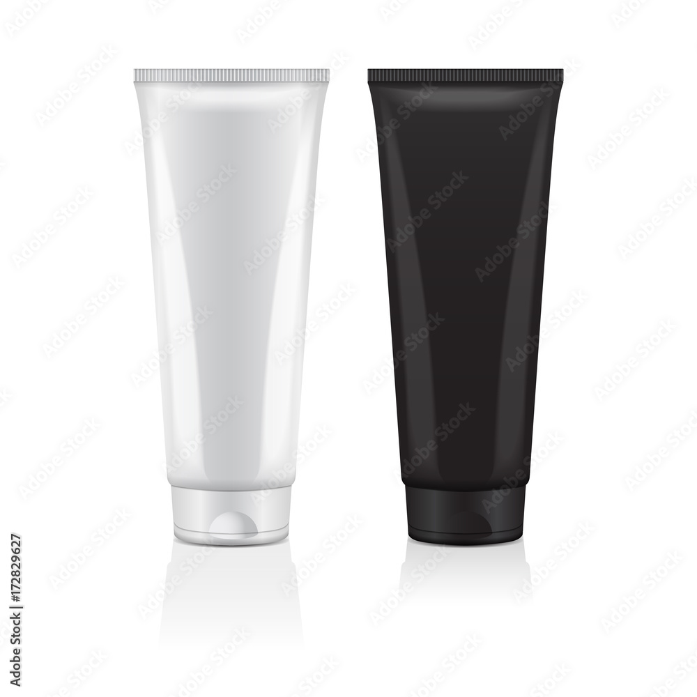 Set of cream tube icon set. Design template cosmetic tube closeup. Vector mock-up for branding and advertise Set of cream tube icon set. Design template cosmetic tube closeup. Vector mock-up for branding and advertise