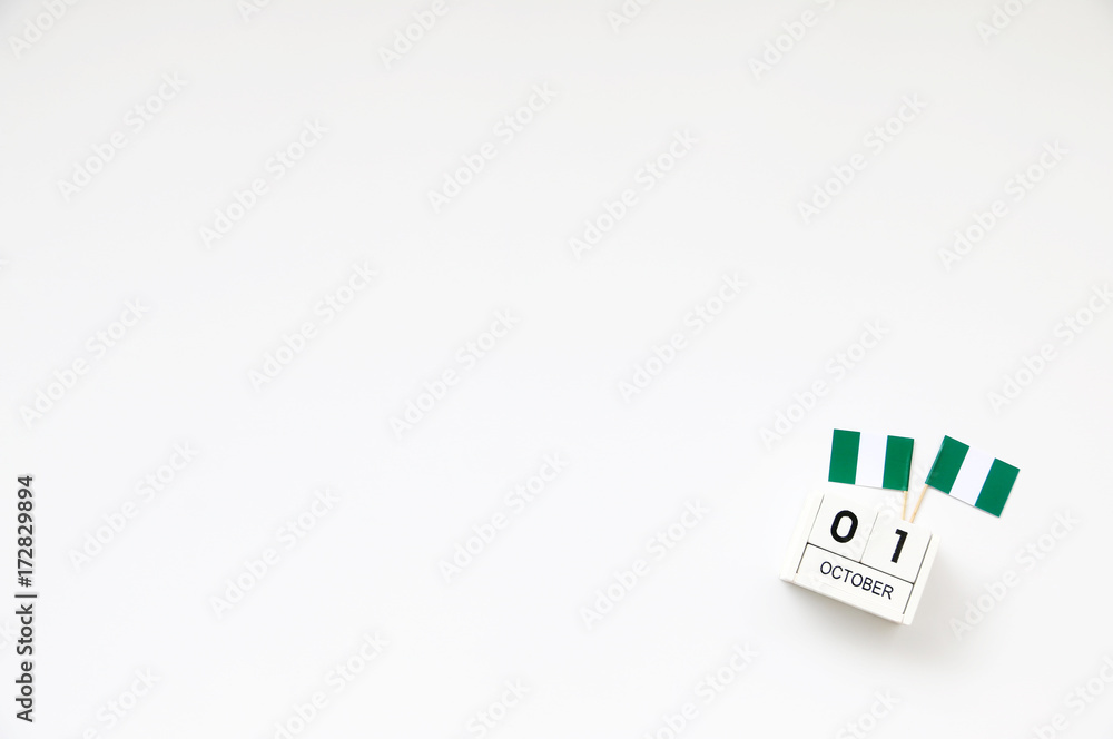October 01 Wooden calendar Concept independence day of Nigeria and Nigeria national day.with space for your text. October 01 Wooden calendar Concept independence day of Nigeria and Nigeria national day.with space for your text.
