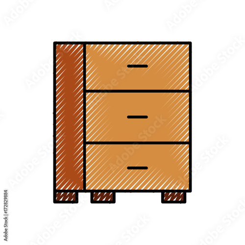 cabinet office drawers wooden furniture vector illustration