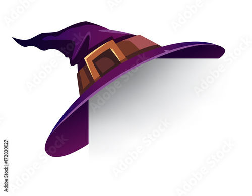 Witch Hat. Holiday card with witch hat on corner.