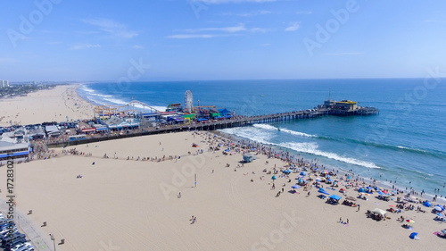 Santa Monica pier and parking from high viewpoint © jovannig