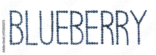 Blueberry font. Blueberries on white background. Bilberry fruit letters