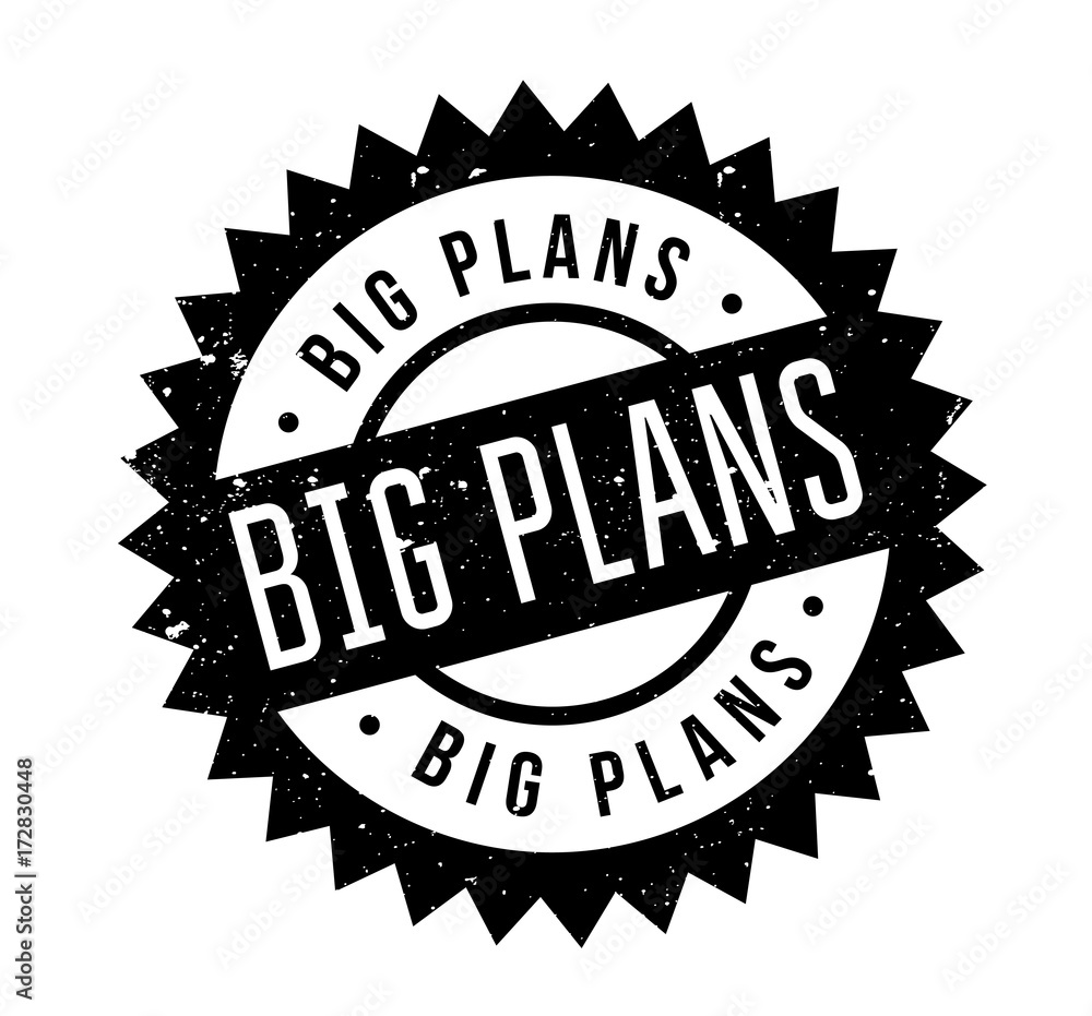 Big Plans rubber stamp. Grunge design with dust scratches. Effects can be easily removed for a clean, crisp look. Color is easily changed.