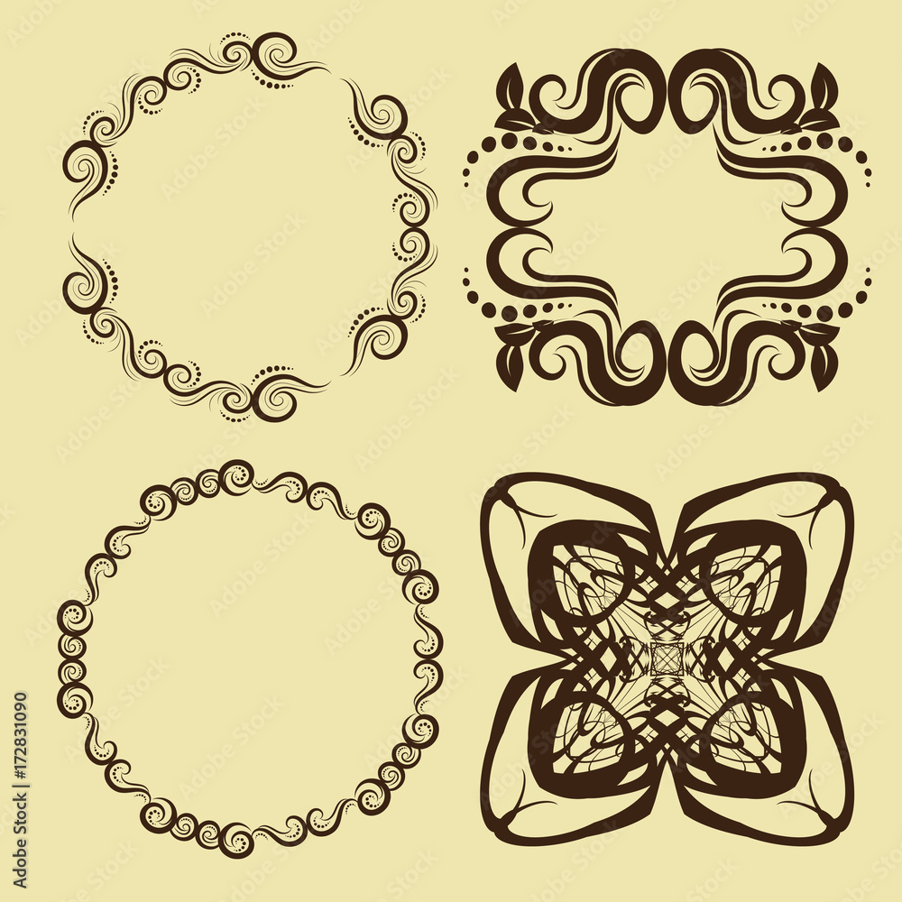 Naklejka premium illustration of set of vintage design elements